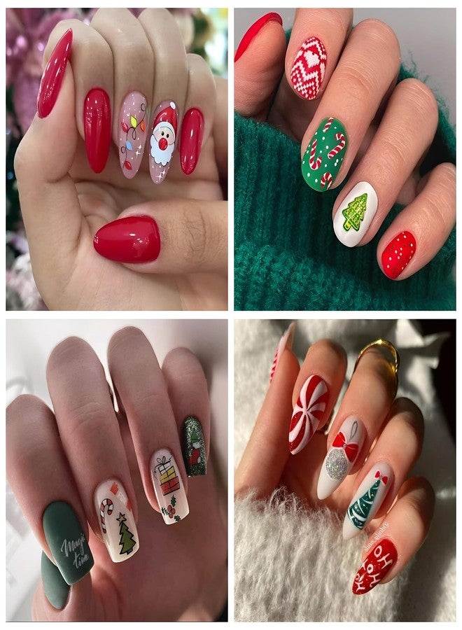 winthrop 6 Sheets Christmas Nail Stickers – Cute Santa Claus Bow Gingerbread Man Snowman Santa Bear 3D Self-Adhesive Nail Art Decals for Women Girls Winter Holiday Manicure Decorations - Image 5